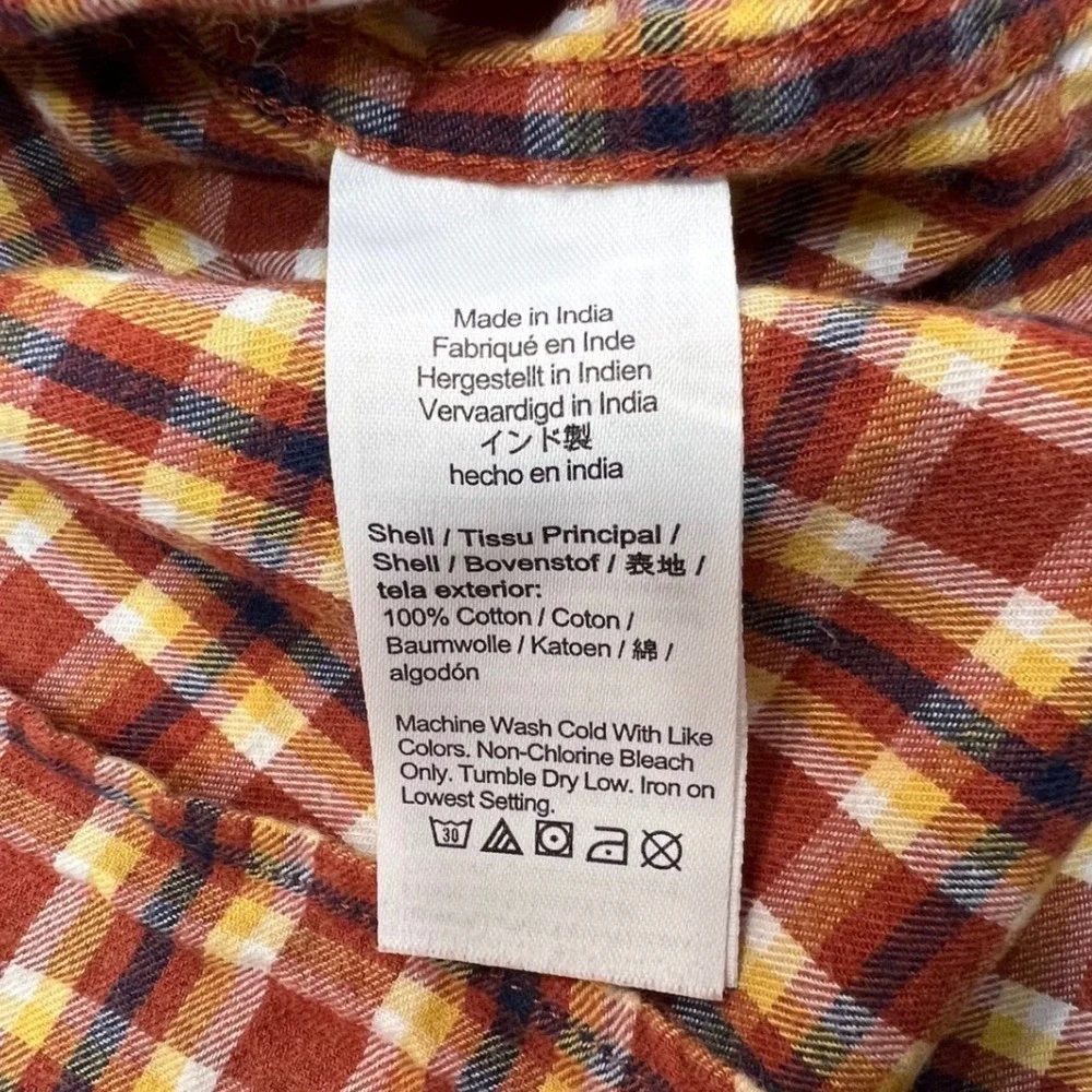 J Crew Brushed Twill Classic Fit Long Sleeve Button Up XL Red‎ Yellow Gingham